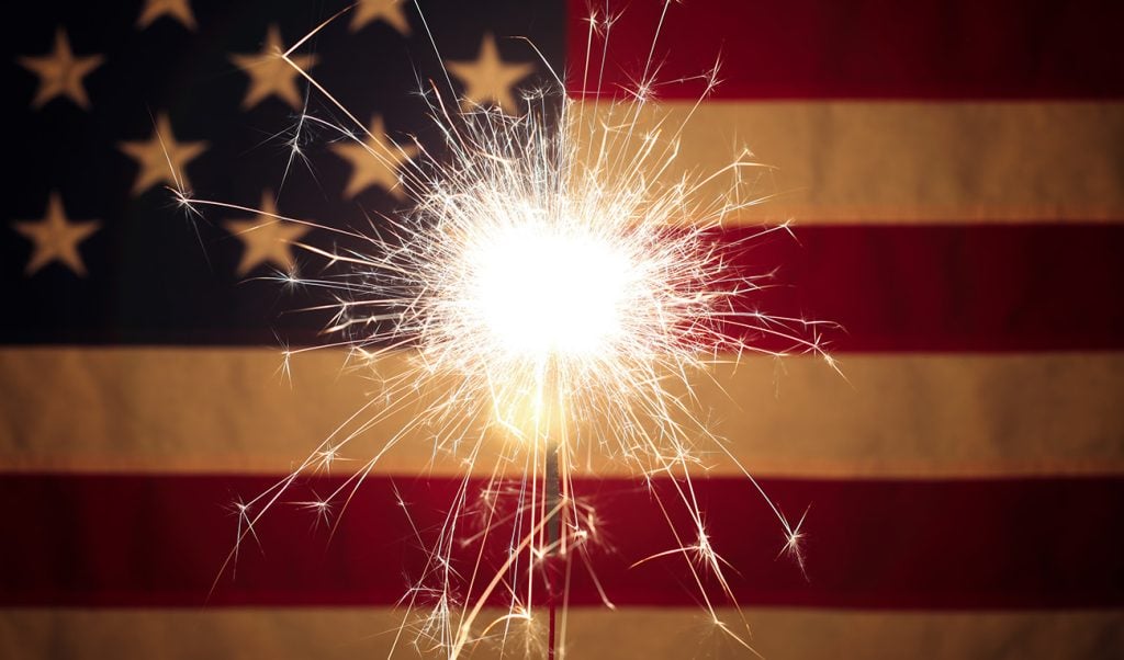 sparkler American flag Independence Day