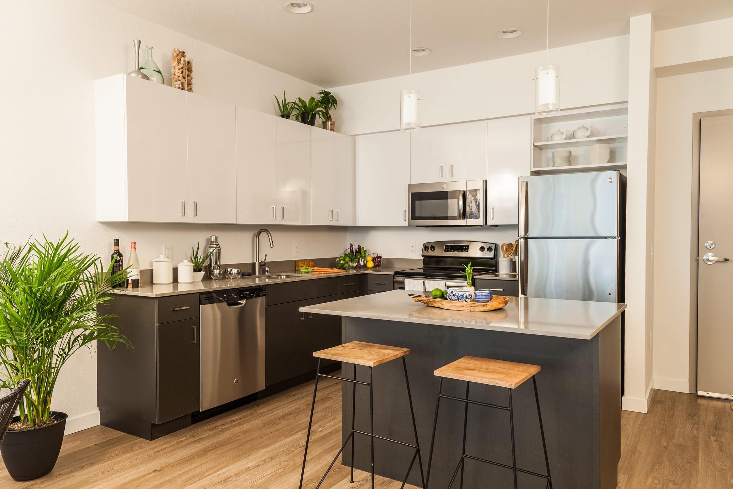 kitchen with island in home