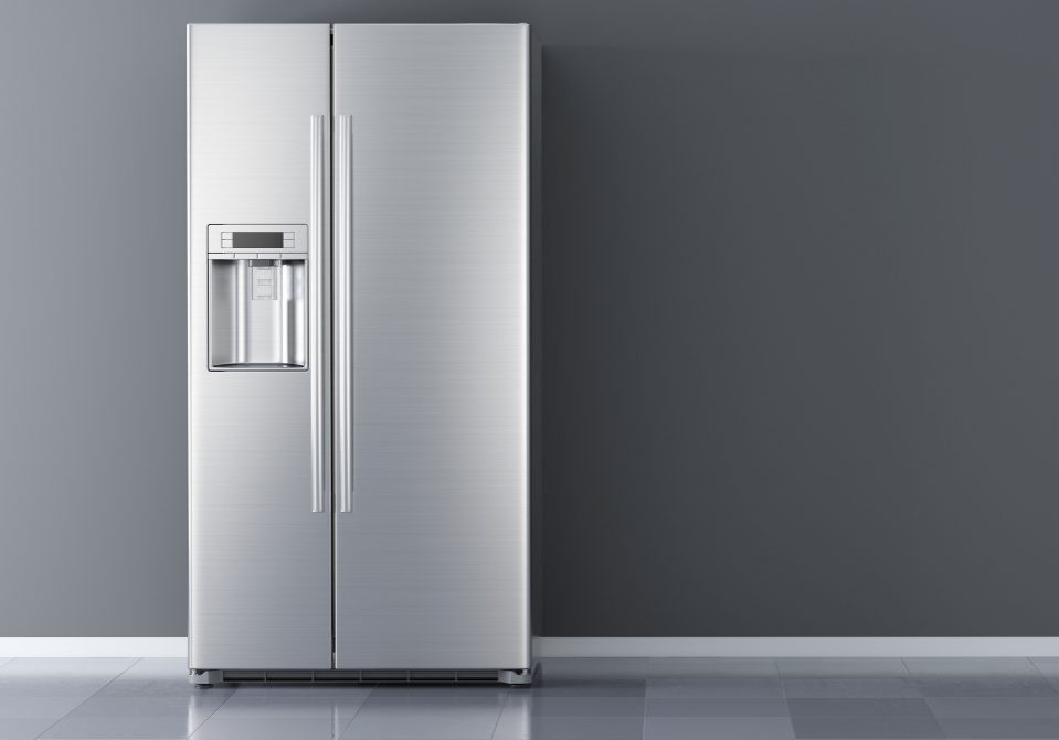 fridge on grey background